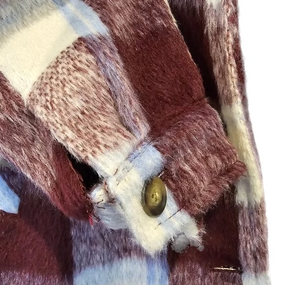 Ugg Koolaburra Plaid Mid Length Coat Shacket Jacket Removable Fur Collar - Picture 11 of 16